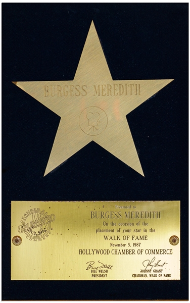 ''Rocky'' Star Burgess Meredith's Personally Owned Hollywood Walk of Fame Award
